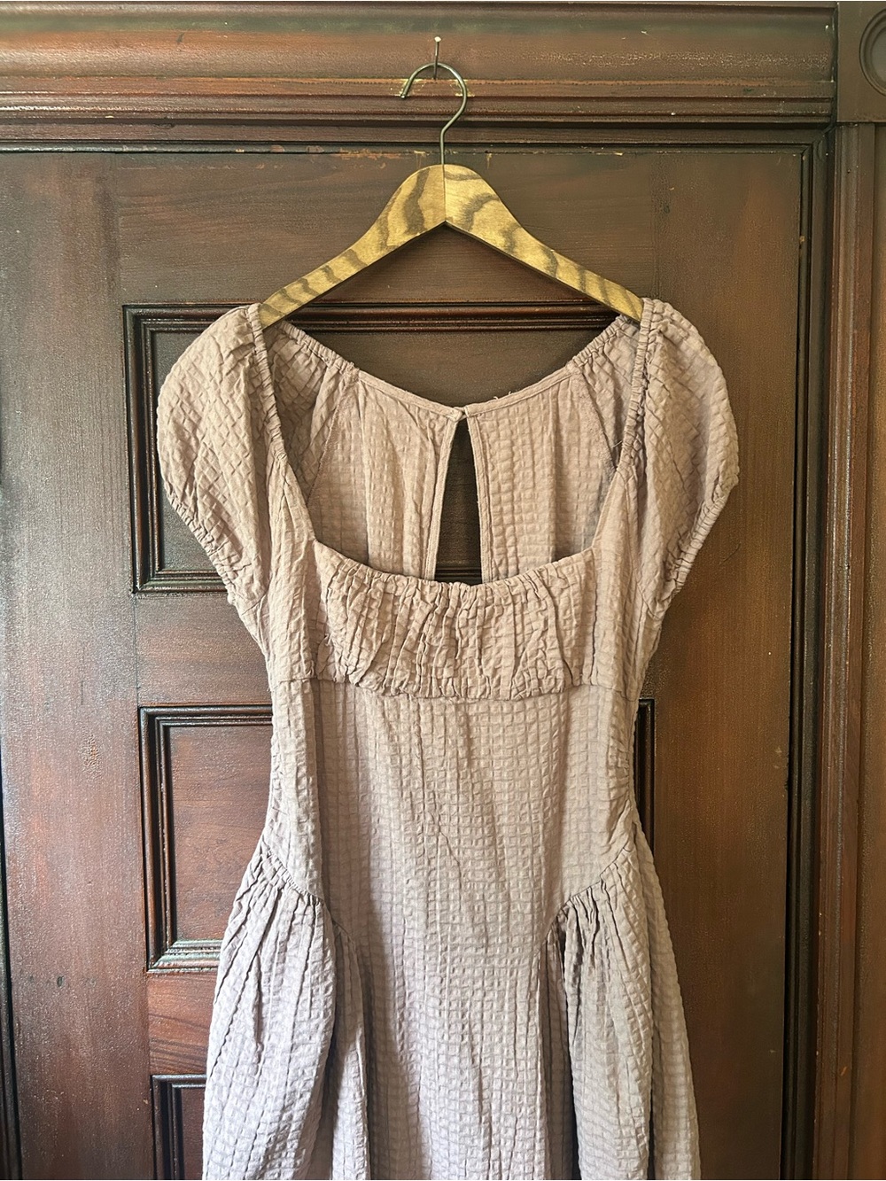 Free People Ciara Pucker Check Midi Dress Seersucker Drop Waist Boho Cottagecore - Picture 5 of 9